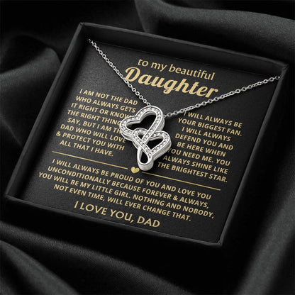To My Daughter Necklace - Sentimental Birthday Gift from Dad, Meaningful Jewelry for Milestones & Holidays - Heart-to-heart Pendant Necklace