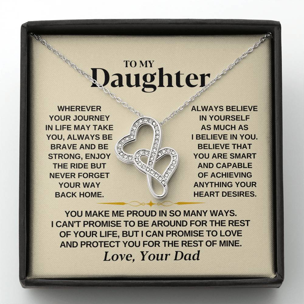To My Daughter Necklace - You make me proud in so many ways - Daughter Present from Dad - Heart-to-heart Pendant Necklace