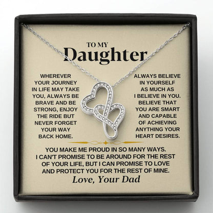 To My Daughter Necklace - You make me proud in so many ways - Daughter Present from Dad - Heart-to-heart Pendant Necklace