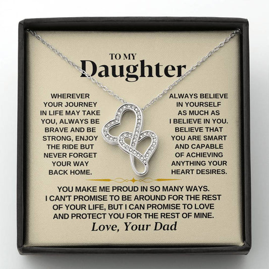 To My Daughter Necklace - You make me proud in so many ways - Daughter Present from Dad - Heart-to-heart Pendant Necklace