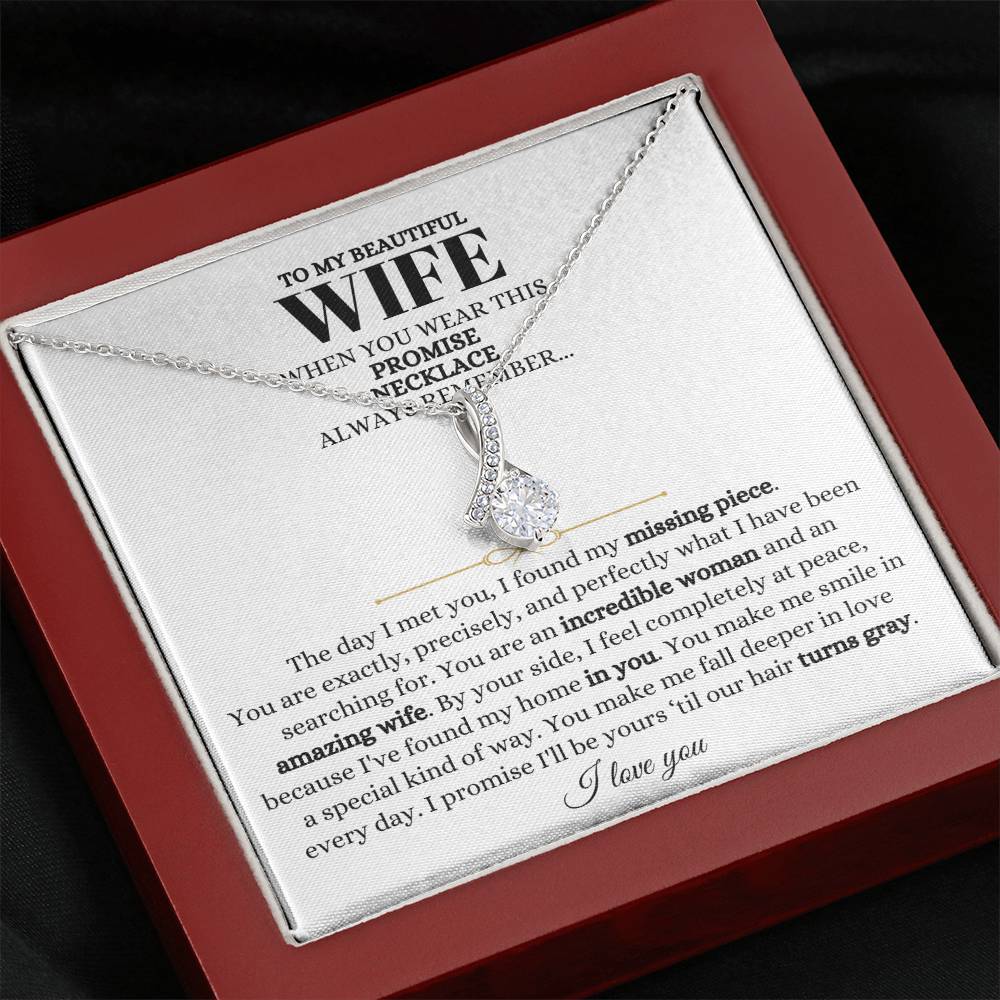 To My Beautiful Wife Necklace - Sweet Emotional Gift for Wife from Husband on Birthday, Anniversary & Valentine’s Day - Alluring Beauty Necklace
