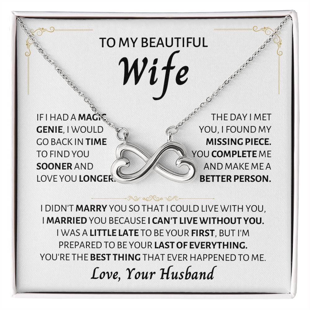To My Wife Necklace - Unique Emotional Jewelry from Husband for Anniversary, Valentine’s Day & Holiday Gifting - Endless Love Necklace