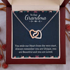 To Our Grandma Necklace - You stole our heart from the very start - Interlocking Hearts Necklace
