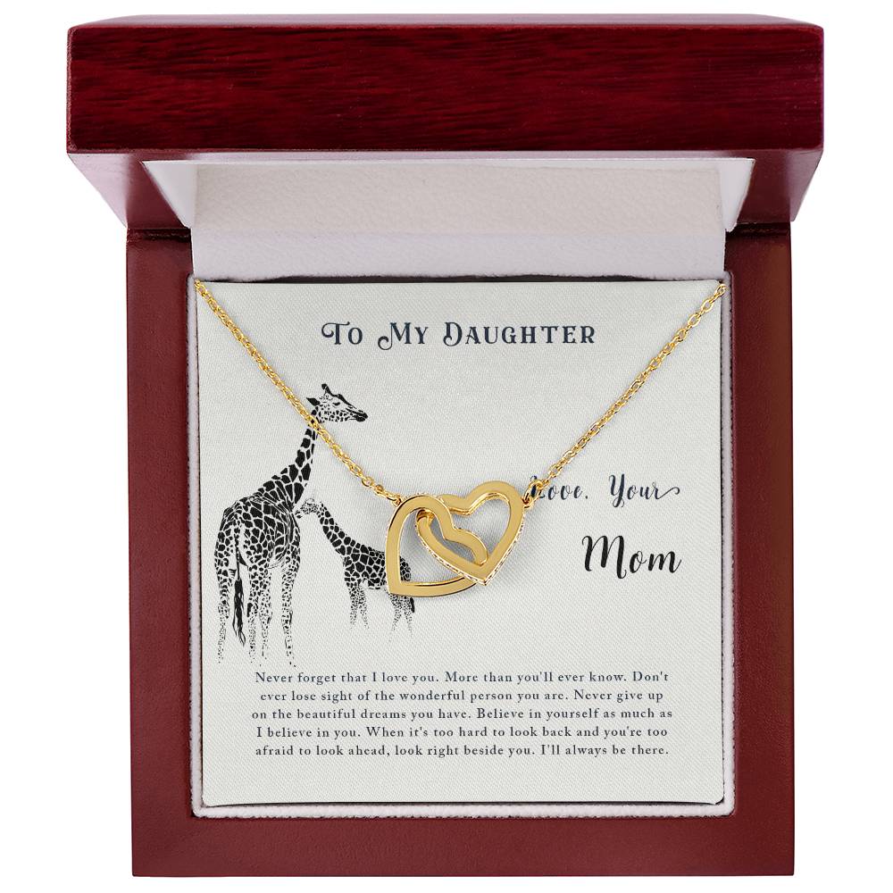 To My Daughter Necklace - Best Gift for Daughter’s Birthday from a Loving Mom - Interlocking Hearts Necklace