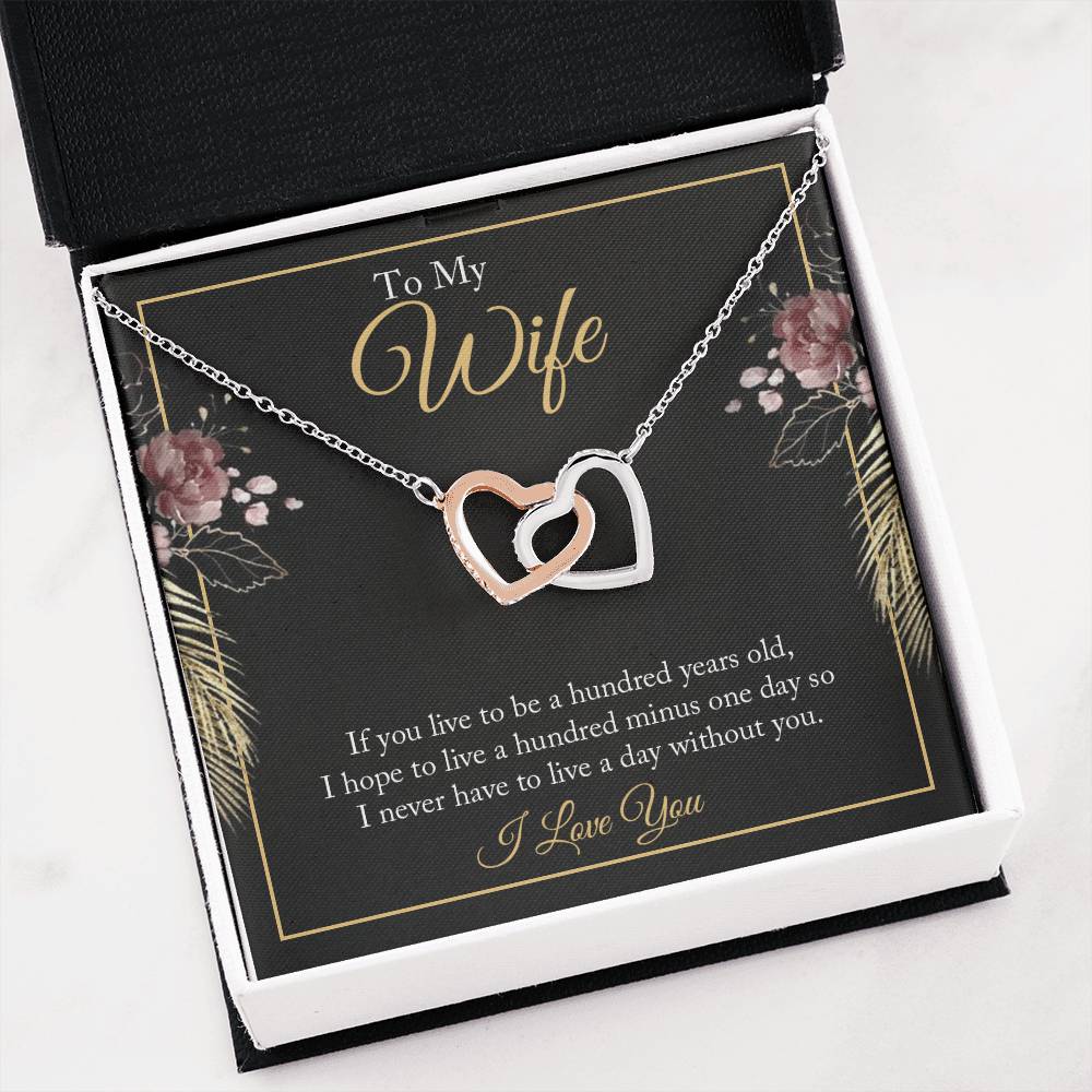 To My Wife Necklace - Best Loving Jewelry Gift for Valentine’s Day, Anniversaries & Romantic Surprises - Interlocking Hearts Necklace