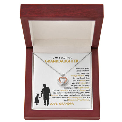 To My Granddaughter Necklace – Graduation & Christmas Gift from Grandpa – Crown Pendant Necklace