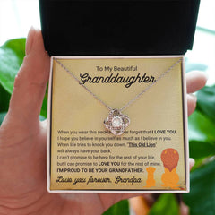 Special Necklace Gift for Granddaughter, Elegant Jewelry, Sentimental Keepsake, Love Knot Necklace, To My Beautiful Granddaughter