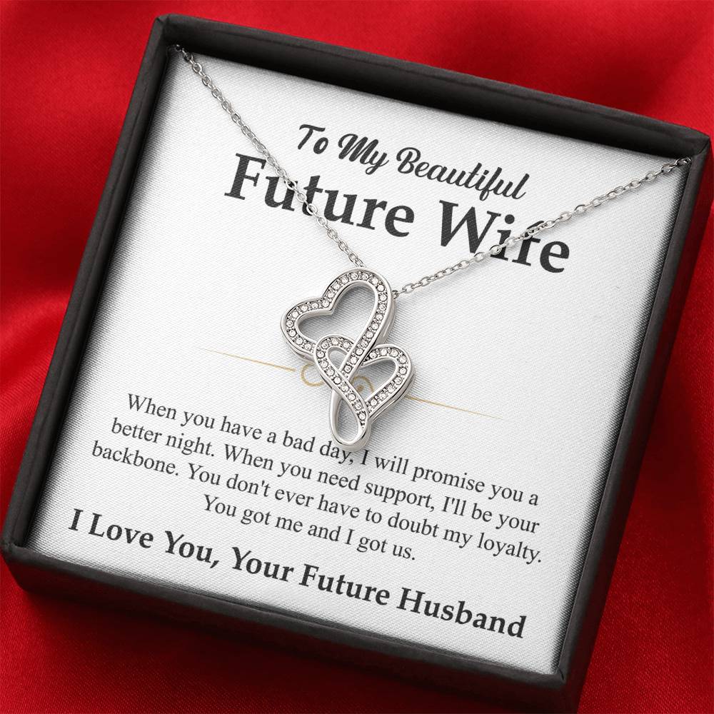 Future Wife Gift - Beautiful Necklace for Girlfriend for Birthday, Christmas & Romantic Moments - Heart-to-heart Pendant Necklace