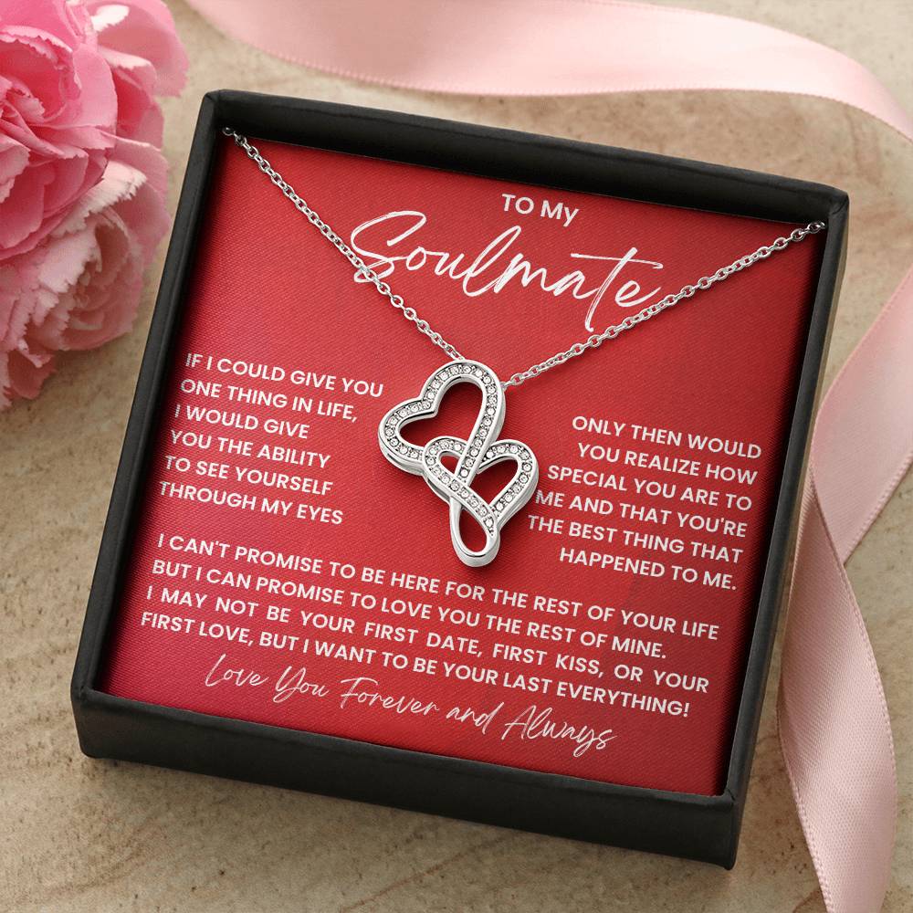 To My Soulmate Necklace - Best Soulmate Gift for Valentine’s Day & Everyday Romance - Heart-to-heart Pendant Necklace
