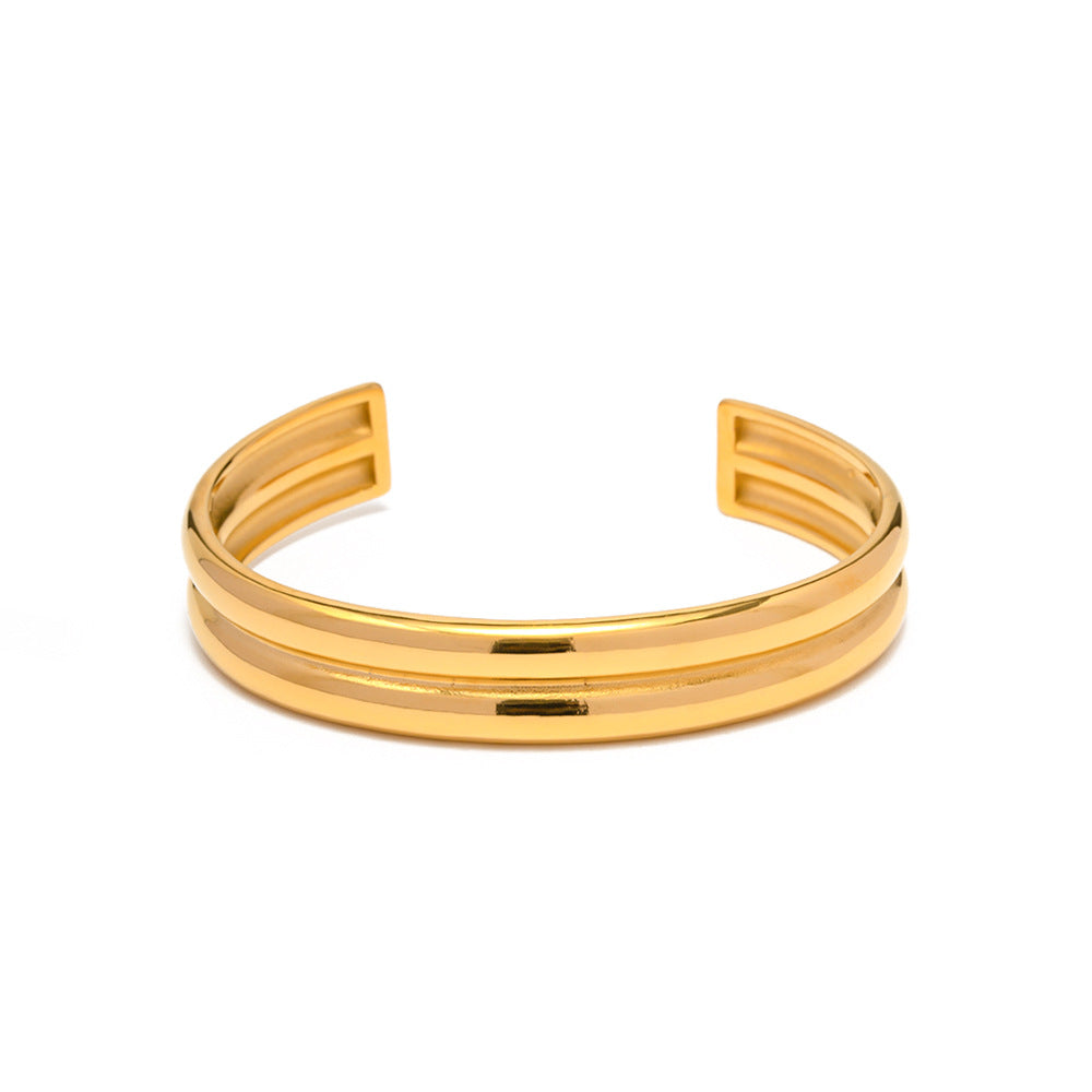 18k Gold Fashion Simple Double Opening Design Versatile Bracelet