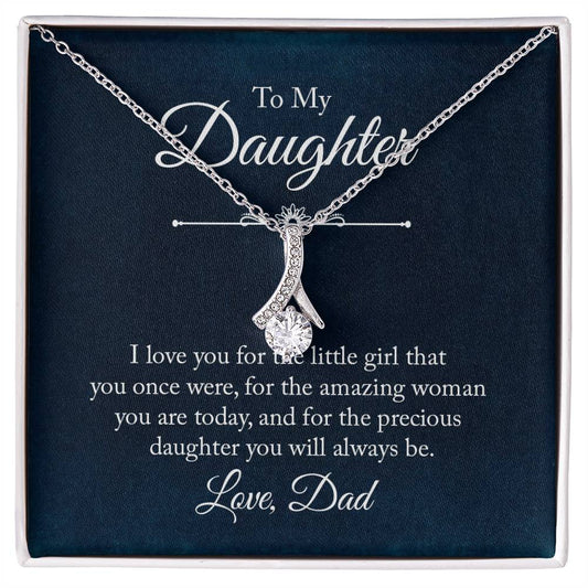 To My Daughter Necklace – Dad to Daughter Birthday Jewelry – Alluring Beauty Necklace