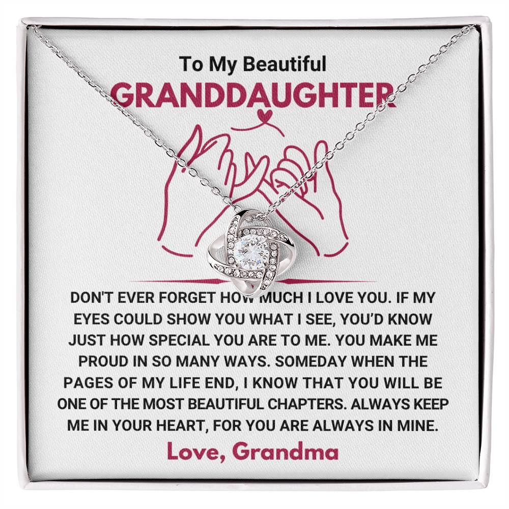To My Granddaughter Necklace – Birthday, Graduation Jewelry for Granddaughter from Grandma – Love Knot Necklace
