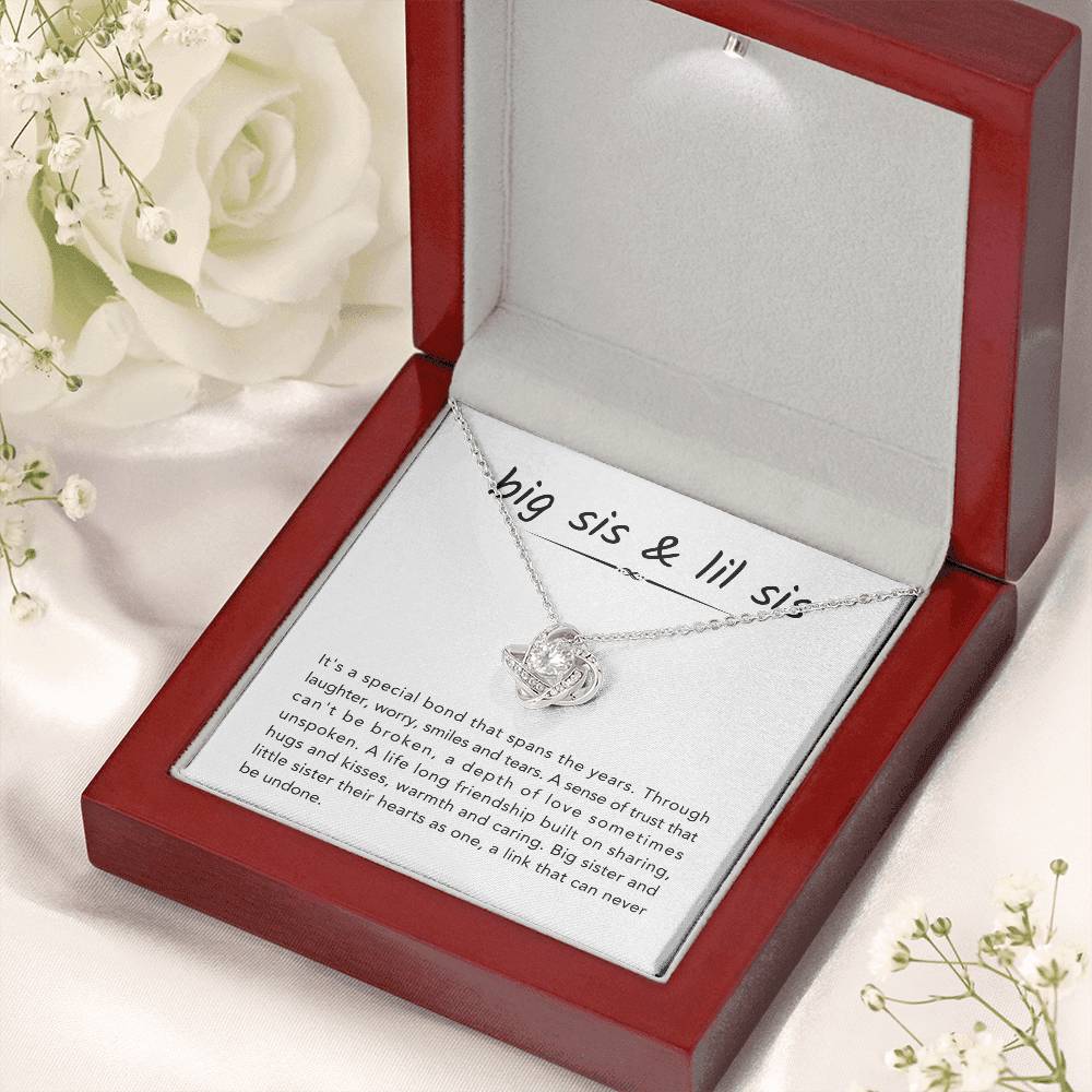 Big Sister & Little Sister Necklace - It's a special bond that spans the years - Gift for Sister - Love Knot Necklace
