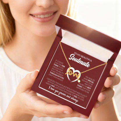 To My Beautiful Soulmate Necklace - Romantic Necklace Gift for Her for Valentine’s Day & Special Occasions - Scripted Love Necklace