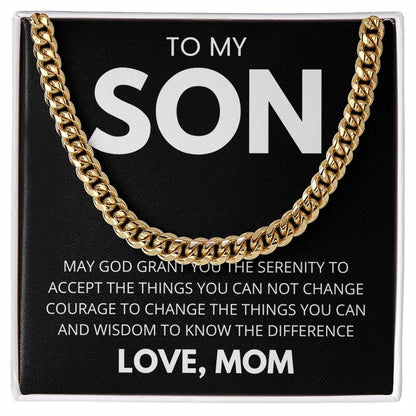 Men’s Cuban Link Necklace, Gift for Son from Mom, Fashionable Jewelry for Birthdays & Celebrations