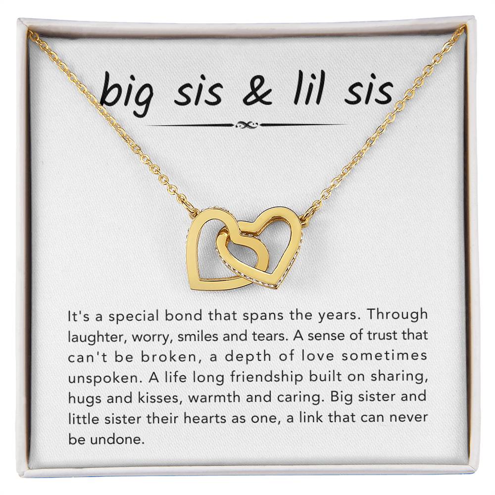 Big Sister & Little Sister Necklace - It's a special bond that spans the years - Gift for Sister - Interlocking Hearts Necklace