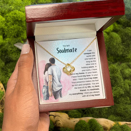 To My Soulmate Necklace - Soulmate Jewelry Gift for Valentine’s Day, Birthday & Romantic Celebrations - Love Knot Necklace
