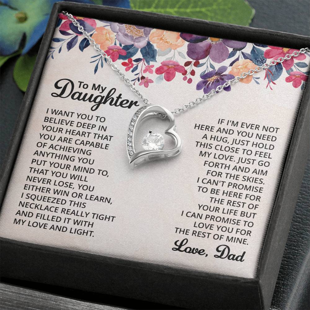 To My Daughter Necklace – Dad to Daughter Birthday Jewelry – Forever Love Necklace