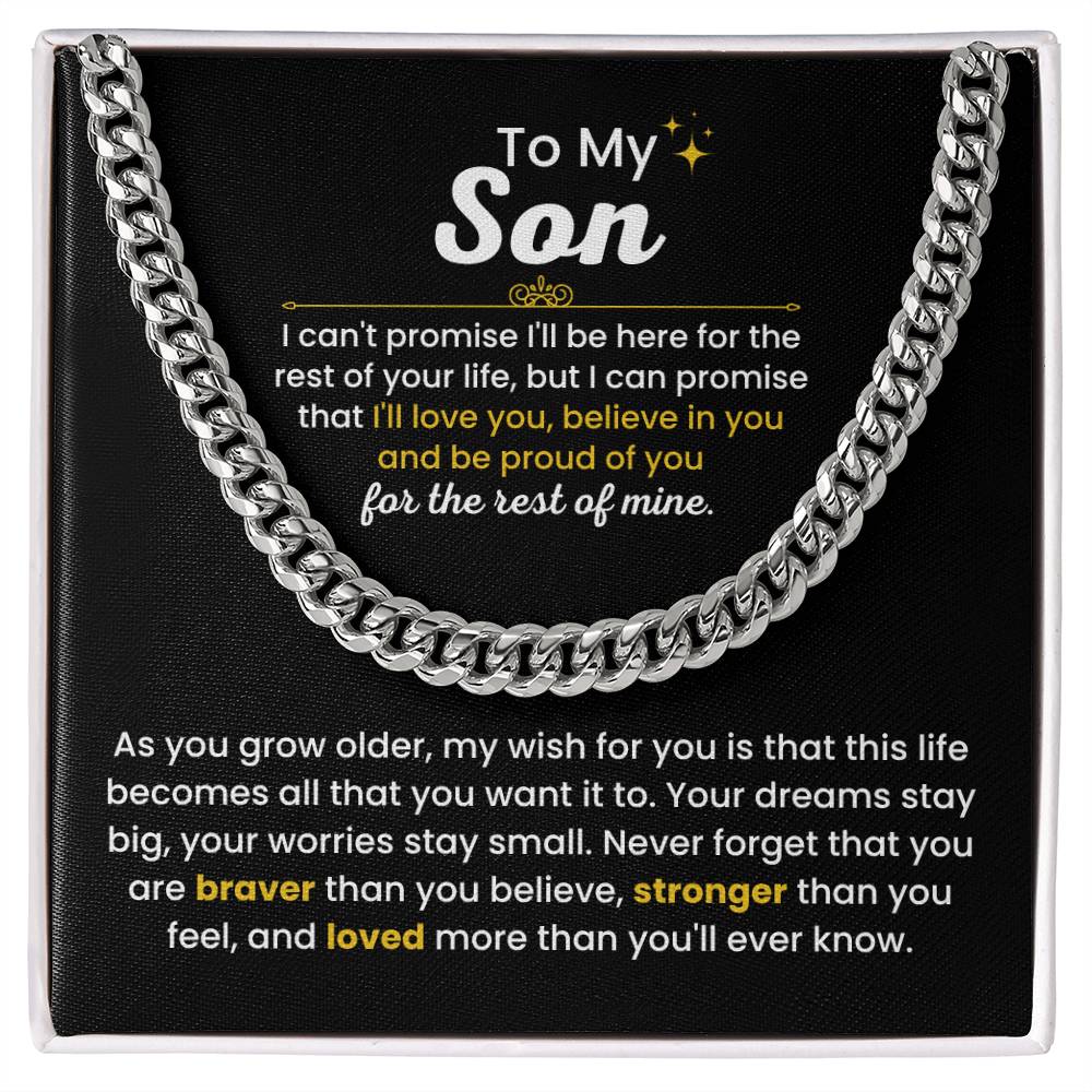 To My Son - I Believe in you - Chain Link Chain from Parents