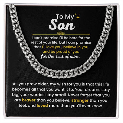 To My Son - I Believe in you - Chain Link Chain from Parents