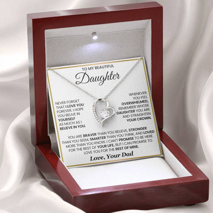 To My Daughter Necklace - Sentimental Jewelry Gift from Dad for Graduation & Life Achievements - Forever Love Necklace