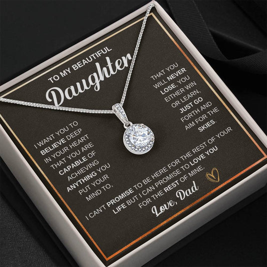To My Daughter Necklace – Daughter Christmas Graduation Jewelry Gift from Dad – Eternal Hope Necklace