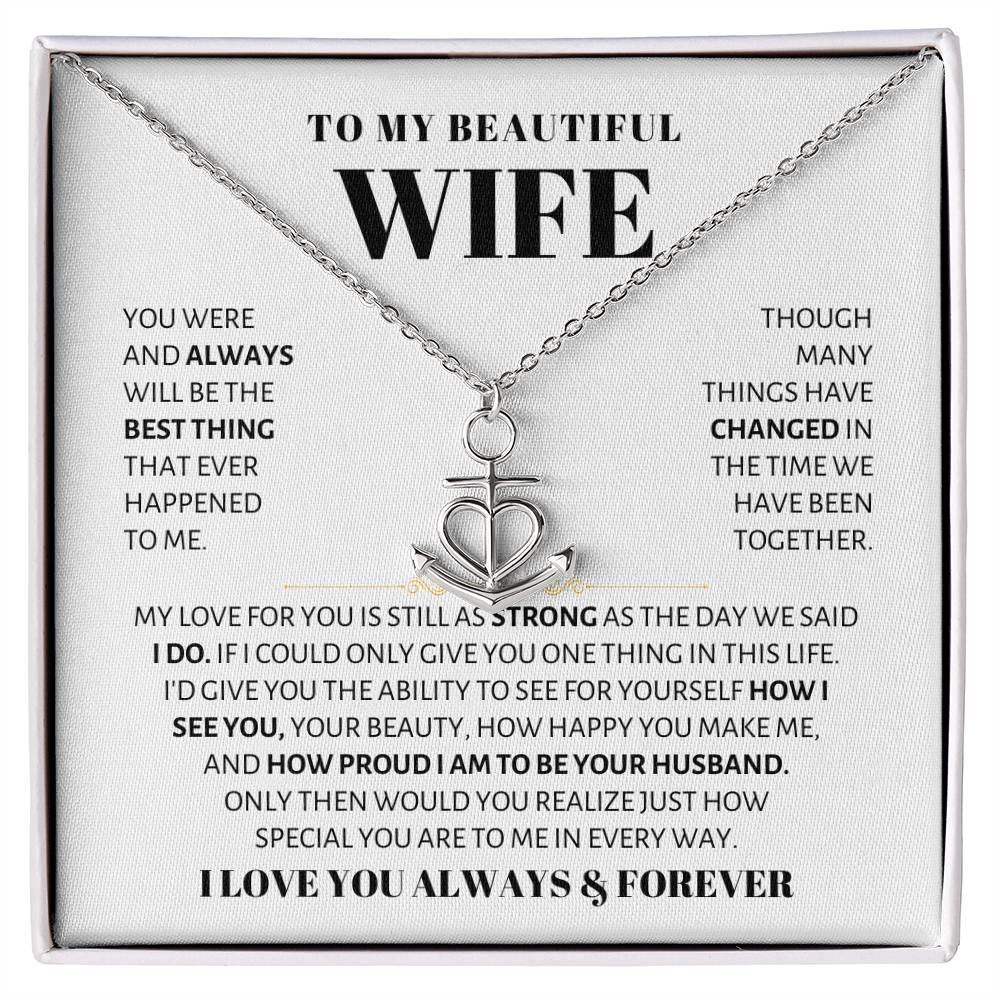 To My Wife Necklace - Romantic Husband to Wife Jewelry for Birthday, Valentine’s Day & Special Celebrations - Anchor Pendant Necklace