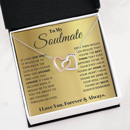 To My Soulmate Necklace - Romantic Gift for Special Occasions & Just Because Love - Interlocking Hearts Necklace