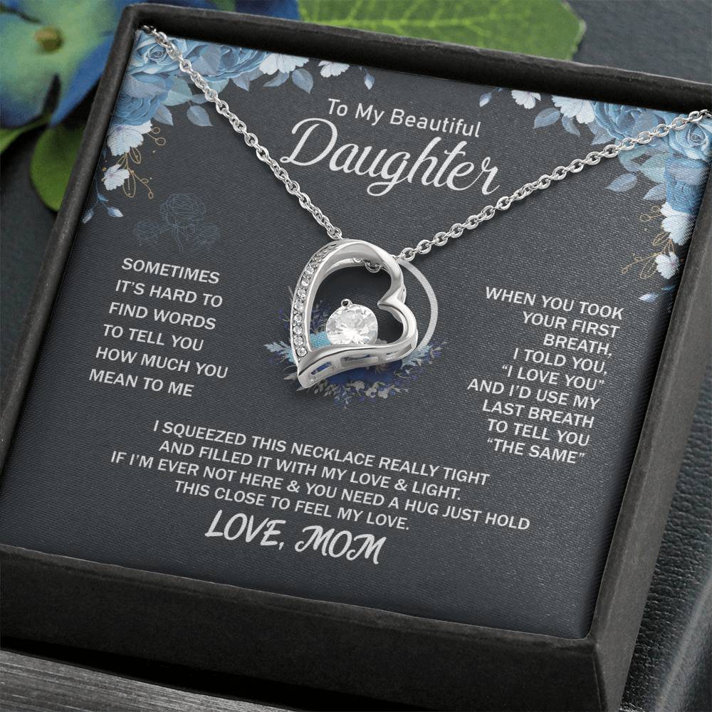 To My Daughter Necklace - Heartfelt Gift from Mom for Birthday, Graduation & Proud Mom Moments - Forever Love Necklace