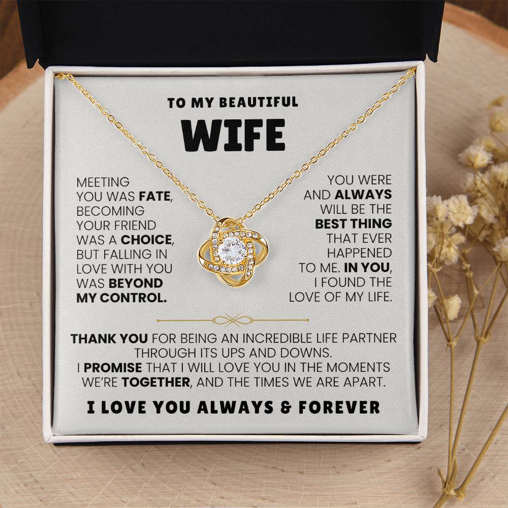 To My Wife Necklace - Emotional Jewelry for Wife from Husband to Celebrate Love on Valentine’s Day & Beyond - Love Knot Necklace