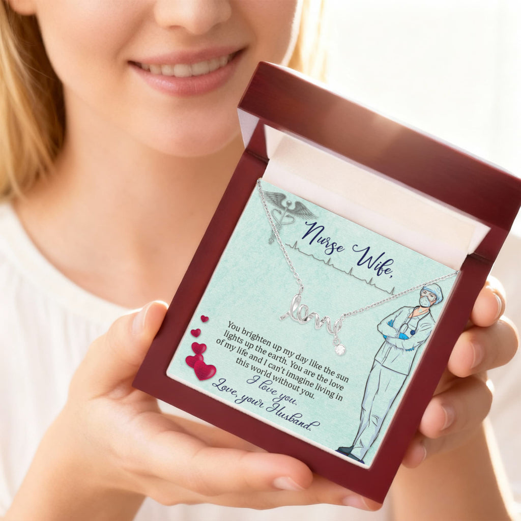 To My Nurse Wife Gift from Husband - Scripted Love Necklace