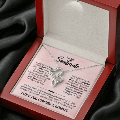 To My Soulmate Necklace - Romantic Gift for Valentine’s Day & Relationship Milestones - Heart-to-heart Pendant Necklace