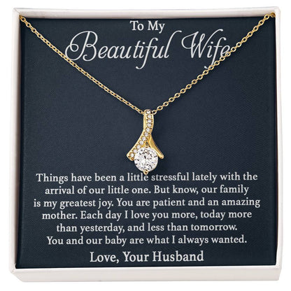 To My Beautiful Wife Necklace - Perfect Romantic Surprise from Husband for Anniversary, Birthday & Valentine’s Day - Alluring Beauty Necklace