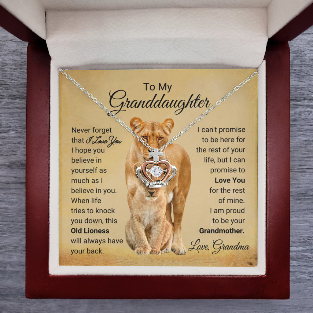 To My Granddaughter Necklace – Birthday Graduation Jewelry for Granddaughter from Grandma – Crown Pendant Necklace