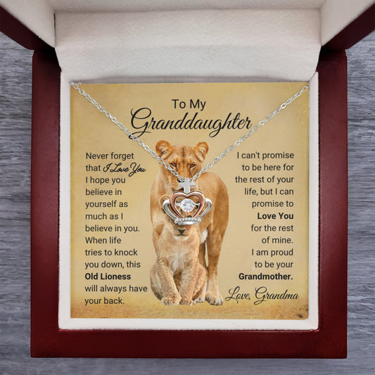 To My Granddaughter Necklace – Birthday Graduation Jewelry for Granddaughter from Grandma – Crown Pendant Necklace