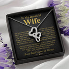 To My Wife Necklace - Husband to Wife Jewelry for Romantic Valentine’s Day, Birthday & Anniversary Gifts - Heart-to-heart Pendant Necklace