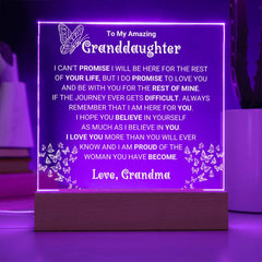 Timeless Granddaughter Gift, Square Acrylic Plaque with Loving Message,  Square Acrylic Plaque for Granddaughter, To My Granddaughter