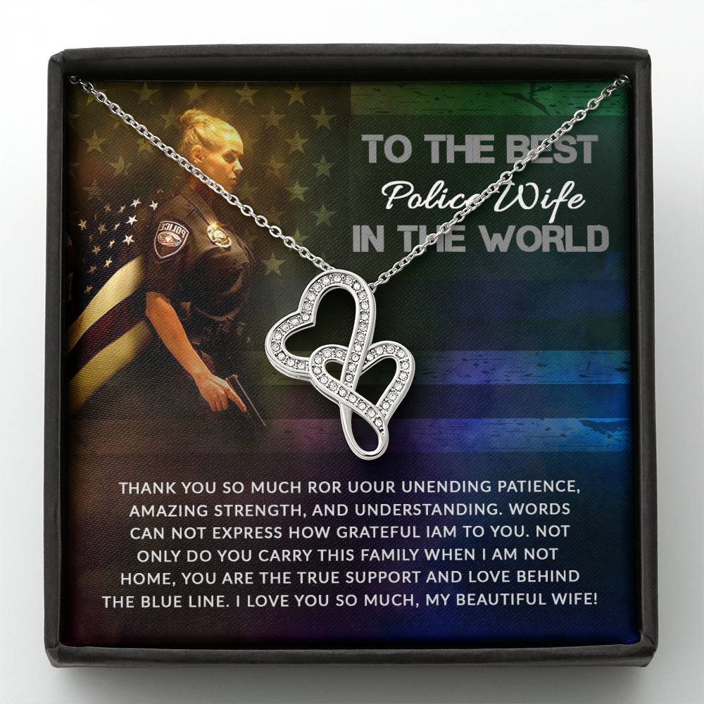 To The Best Police Wife In The World - Heart-to-heart Pendant Necklace from Husband