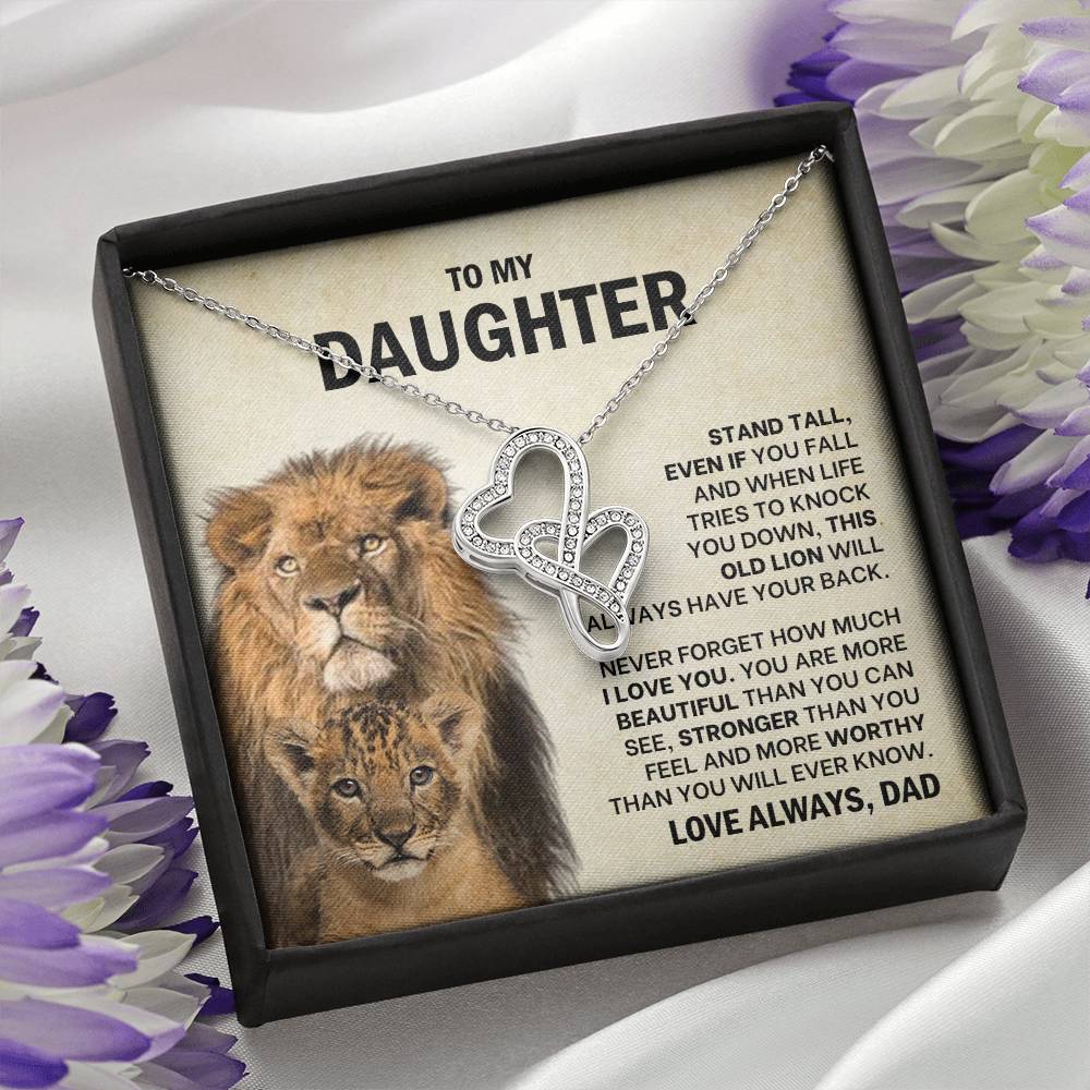 To My Daughter Necklace - Stand Tall - Dad to Daughter Gift - Heart-to-heart Pendant Necklace
