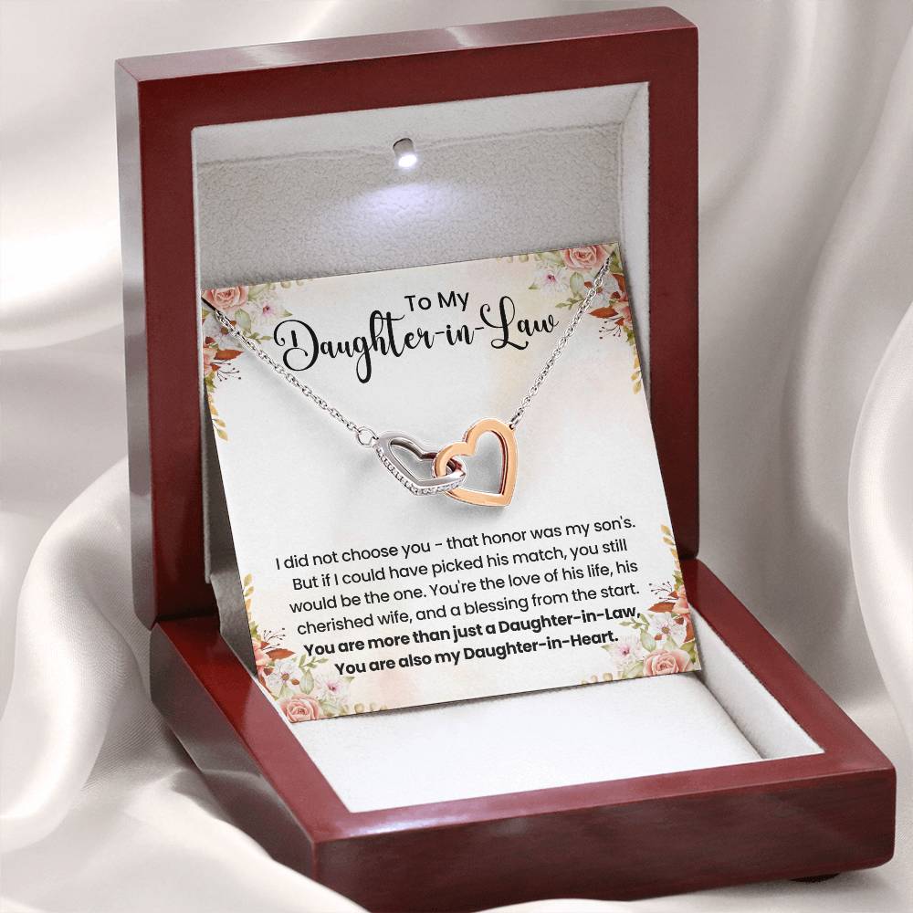 To My Daughter In Law - Interlocking Hearts Necklace - Gift for Bonus Daughter