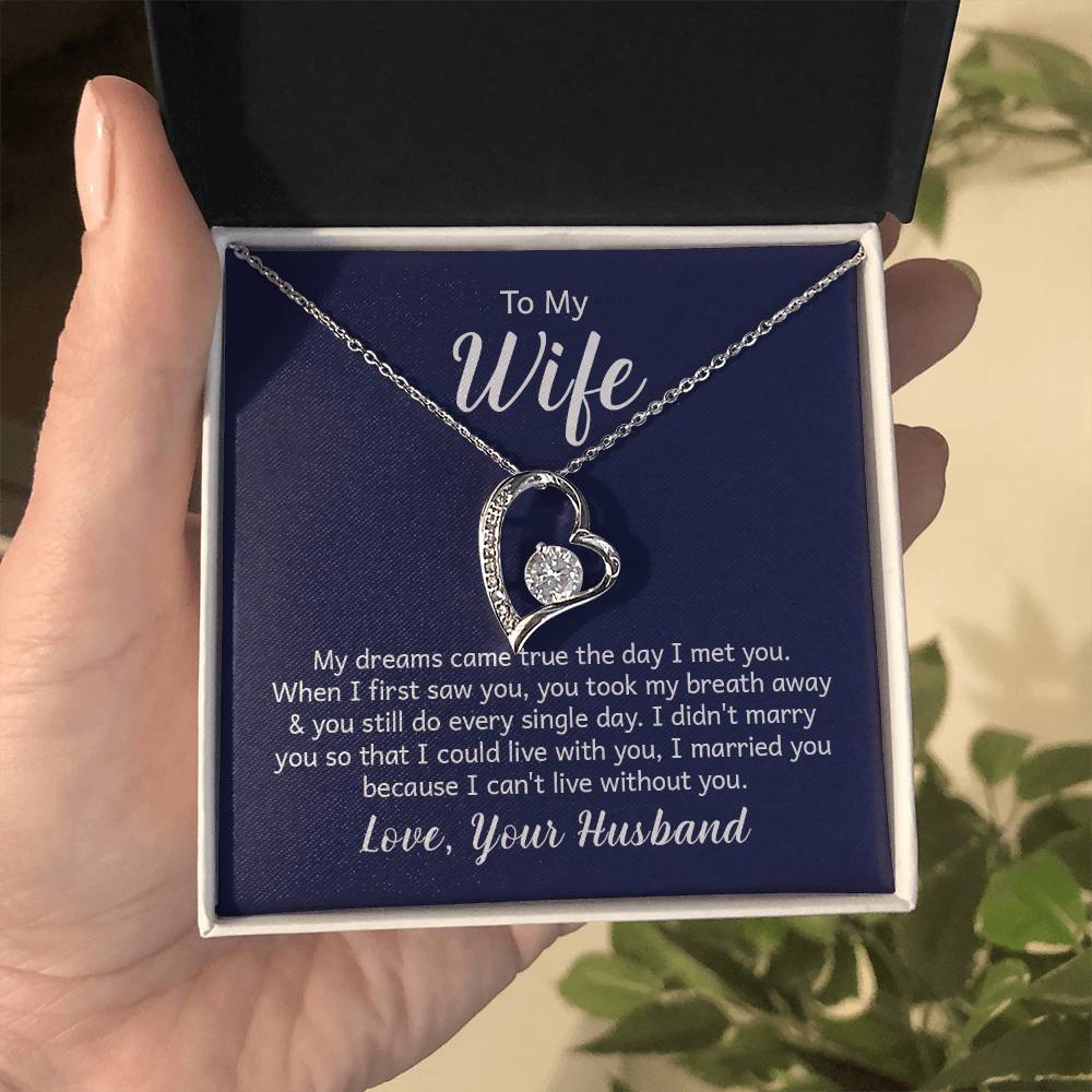 To My Wife Necklace - Romantic Anniversary & Valentine’s Day Jewelry Gift from Husband to Wife - Forever Love Necklace