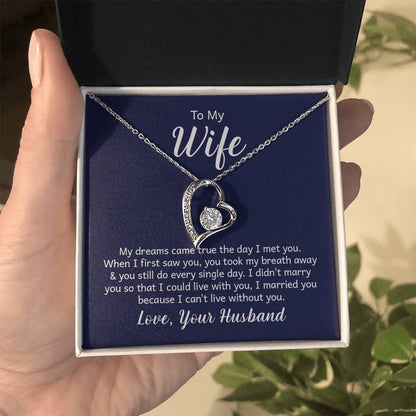 To My Wife Necklace - Romantic Anniversary & Valentine’s Day Jewelry Gift from Husband to Wife - Forever Love Necklace