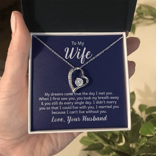 To My Wife Necklace - Romantic Anniversary & Valentine’s Day Jewelry Gift from Husband to Wife - Forever Love Necklace