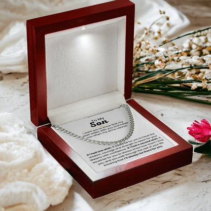 To My Son - If I had one wish - Cuban Link Chain - Gift for Son