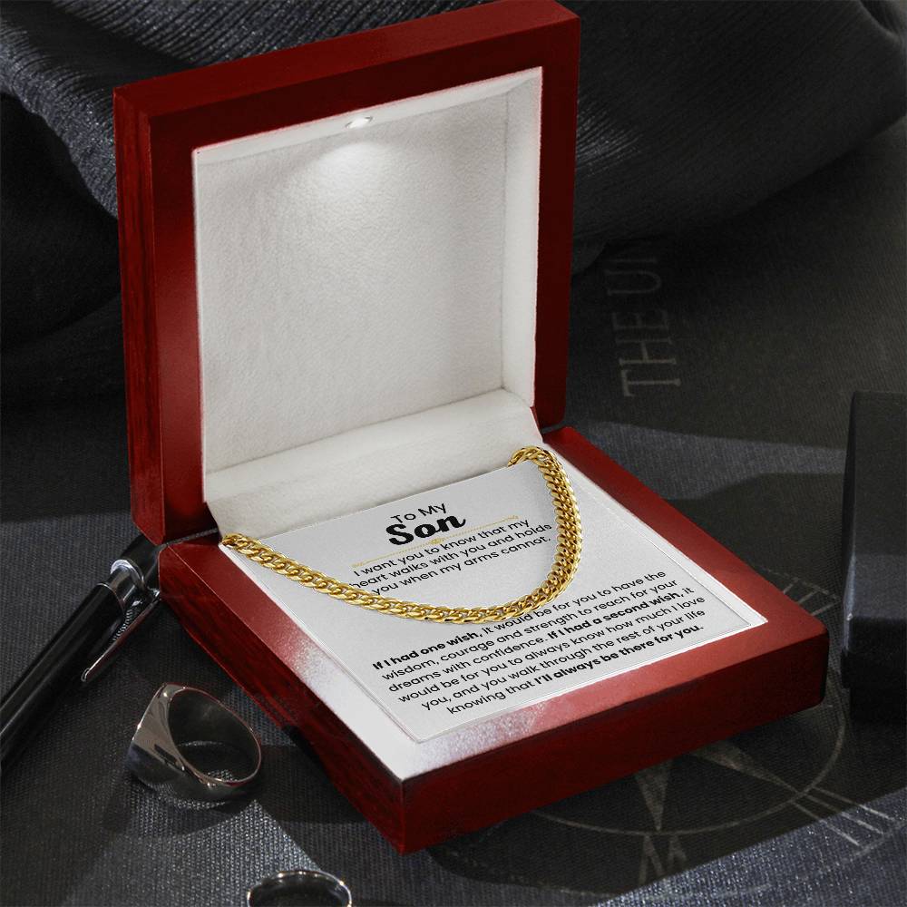 To My Son - If I had one wish - Cuban Link Chain - Gift for Son