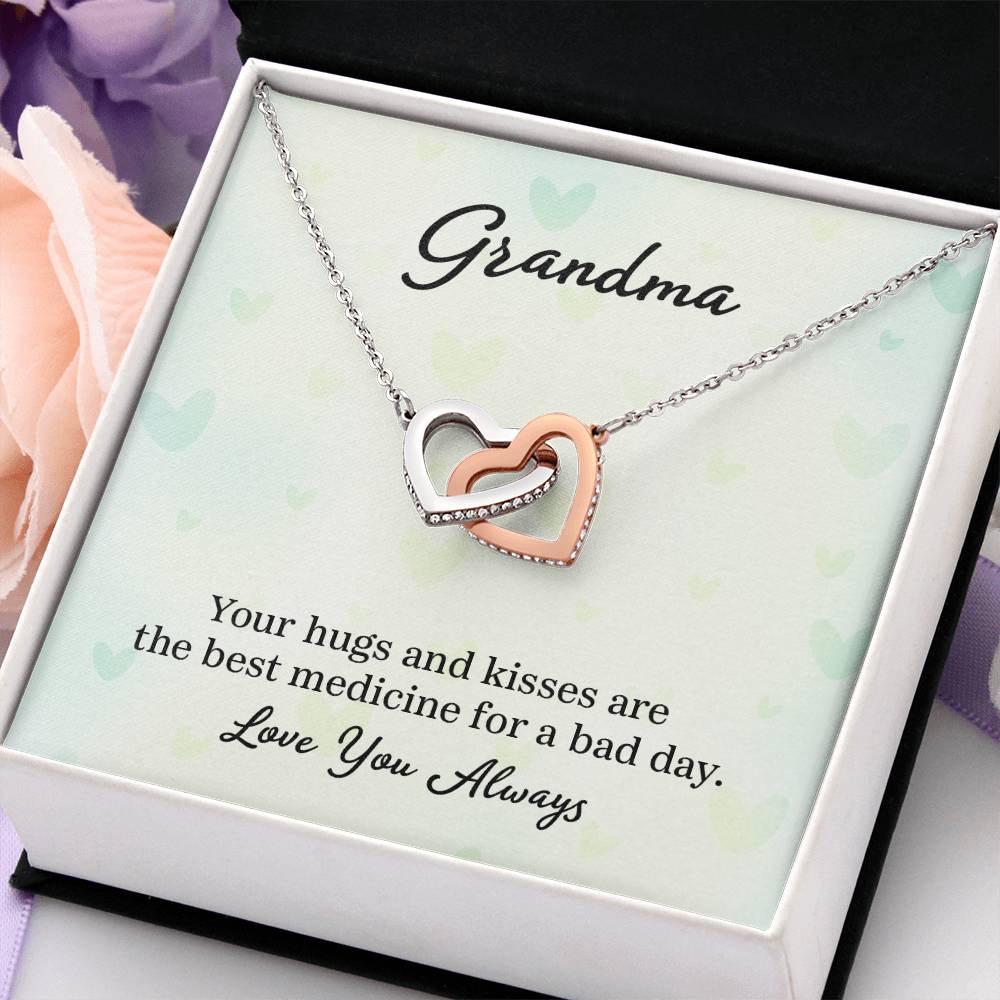 Gift for Grandma - Your Hugs and Kisses - Interlocking Hearts Necklace