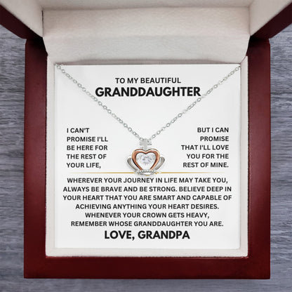 To My Granddaughter Necklace – Holiday Gift for Granddaughter Graduation from Grandpa – Crown Pendant Necklace
