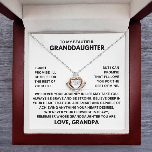 To My Granddaughter Necklace – Holiday Gift for Granddaughter Graduation from Grandpa – Crown Pendant Necklace