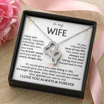 To My Wife Necklace - Best Surprise Gift for Wife from Husband for Anniversary, Christmas & Valentine’s Day - Heart-to-heart Pendant Necklace