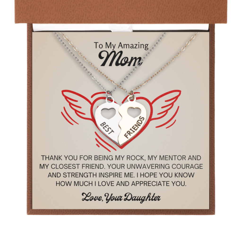 Mother & Daughter Half Heart Necklace Set